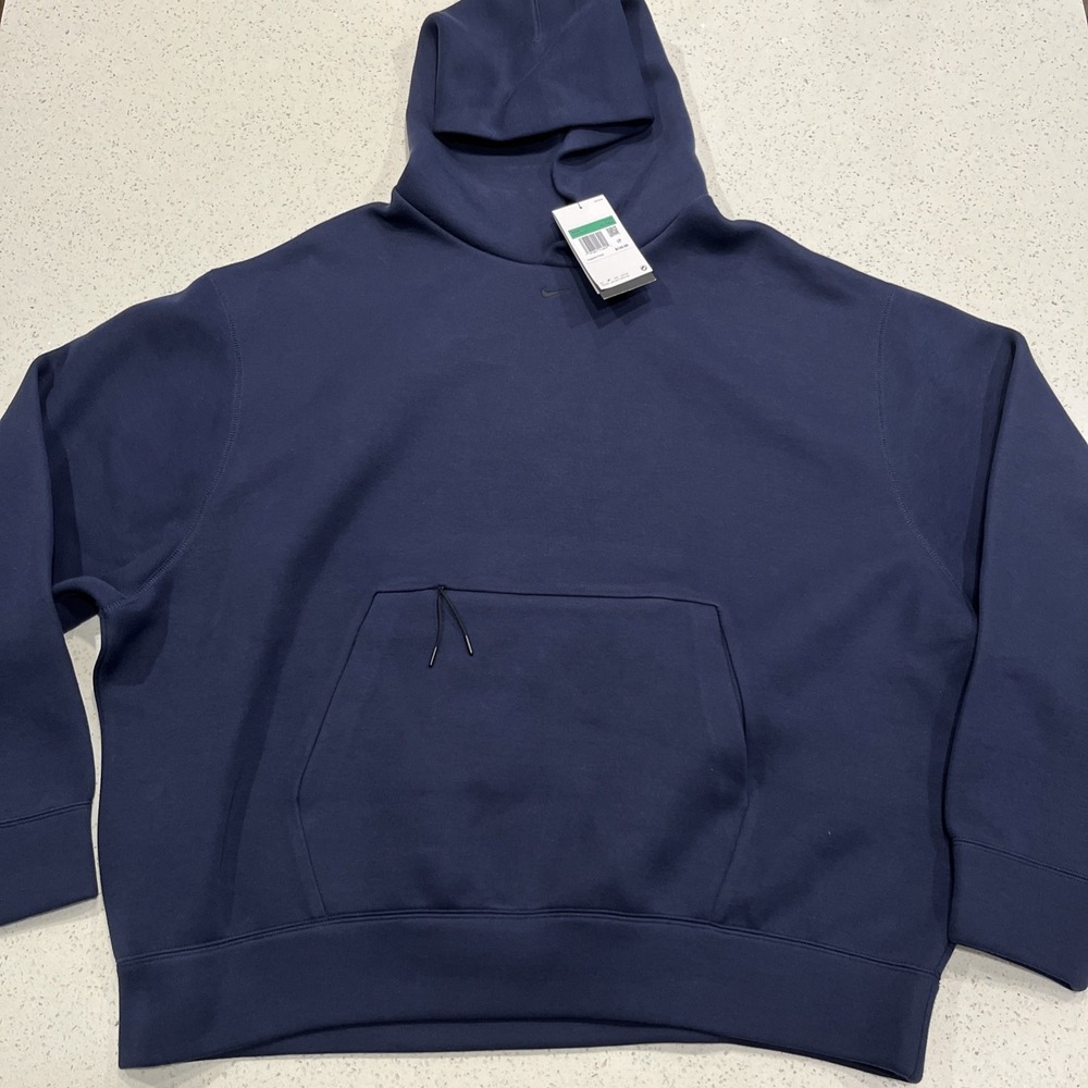Nike Tech Fleece Hoodie Mens XLT Navy Blue Heavy Oversized Center Swoosh
